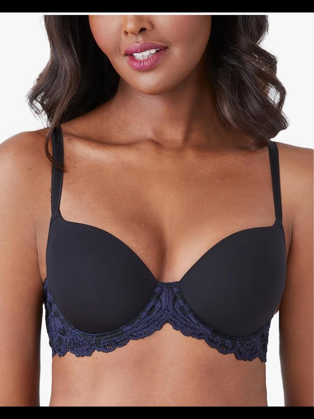 Wacoal 853322 Black Bra with Navy Lace Underwire T-Shirt Bra